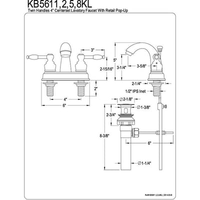 Kingston Oil Rubbed Bronze 2 Handle 4" Centerset Bathroom Faucet KB5615KL