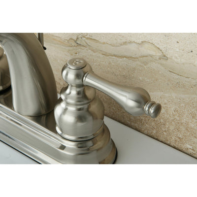 Kingston Satin Nickel 2 Handle 4" Centerset Bathroom Faucet with Pop-up KB5618AL