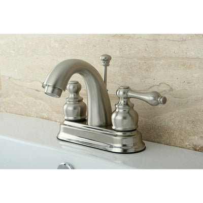 Kingston Satin Nickel 2 Handle 4" Centerset Bathroom Faucet with Pop-up KB5618AL