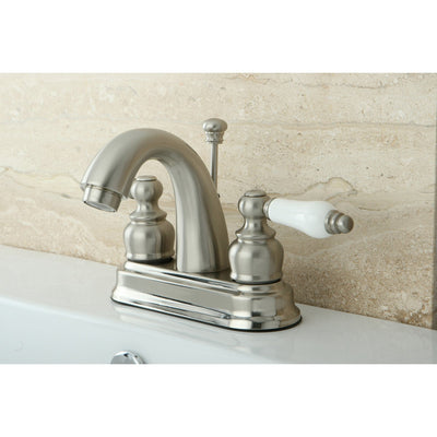 Kingston Satin Nickel 2 Handle 4" Centerset Bathroom Faucet with Pop-up KB5618PL