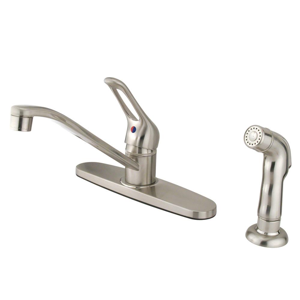 Kingston Brass Chrome Single Handle Kitchen Faucet With Sprayer KB562SNSP