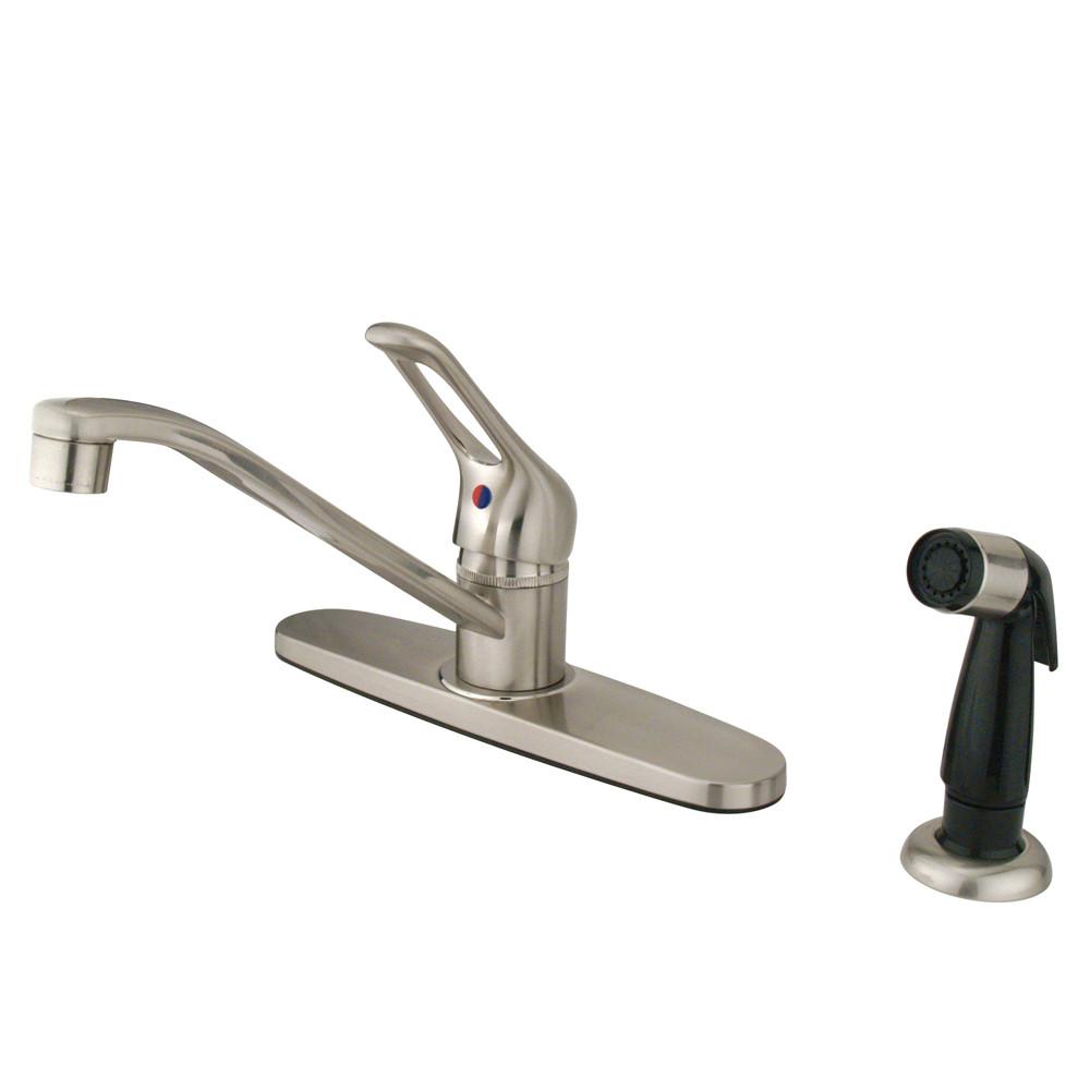 Kingston Brass Satin Nickel Single Handle Kitchen Faucet With Sprayer KB562SN