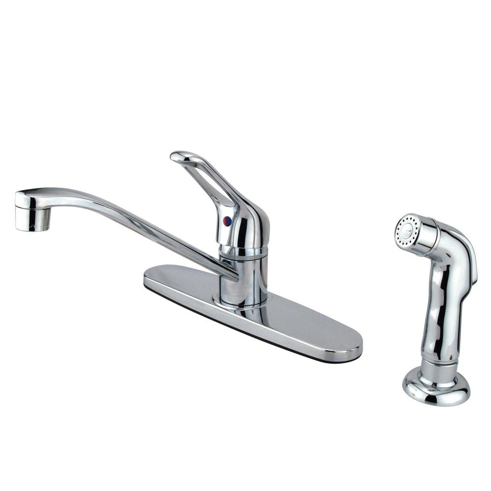 Kingston Brass Chrome Single Handle Kitchen Faucet With Chrome Sprayer KB562SP