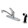 Kingston Brass Chrome Single Handle Kitchen Faucet With Black Sprayer KB562