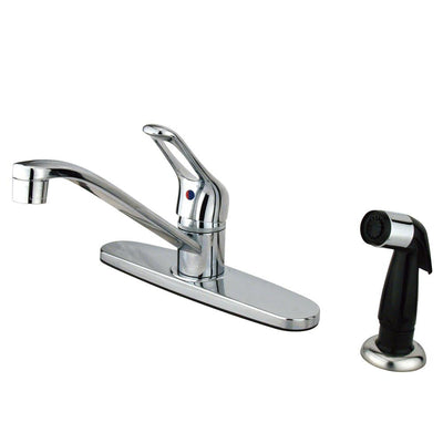 Kingston Brass Chrome Single Handle Kitchen Faucet With Black Sprayer KB562