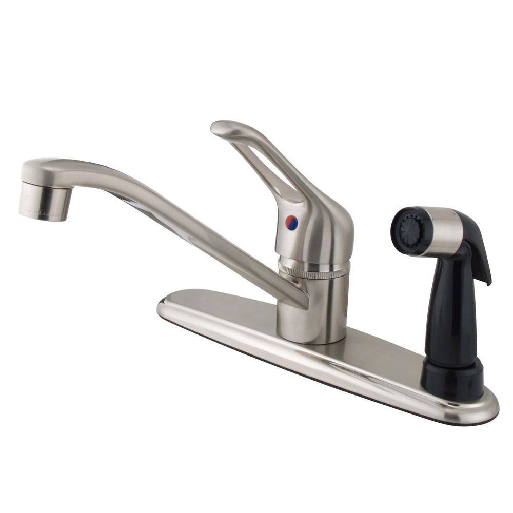 Kingston Brass Satin Nickel Single Handle Kitchen Faucet With Sprayer KB563SN