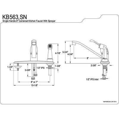 Kingston Brass Chrome Single Handle Kitchen Faucet With Black Sprayer KB563