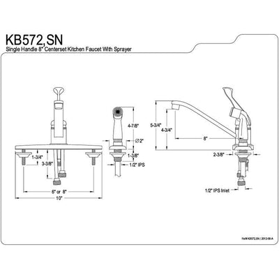 Kingston Brass Chrome Single Handle Kitchen Faucet With Black Sprayer KB572