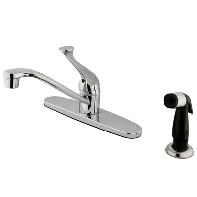 Kingston Brass Chrome Single Handle Kitchen Faucet With Black Sprayer KB572