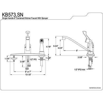 Kingston Brass Chrome Single Handle Kitchen Faucet With Black Sprayer KB573