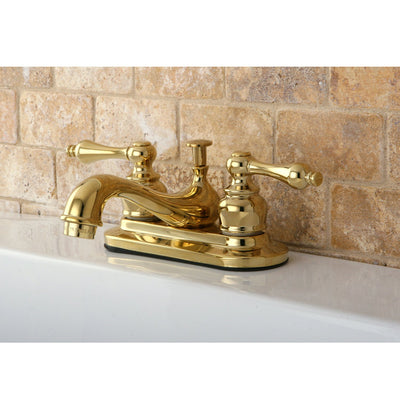 Kingston Polished Brass 2 Handle 4" Centerset Bathroom Faucet w Drain KB602AL