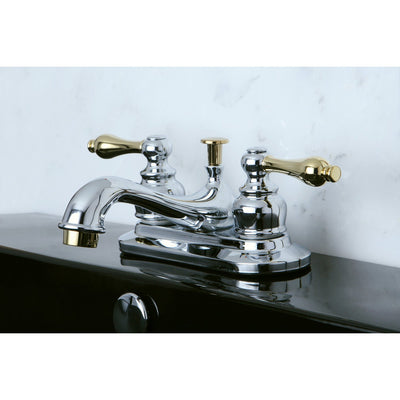 Kingston Chrome/Polished Brass 4" Centerset Bathroom Faucet w Pop-up KB604AL