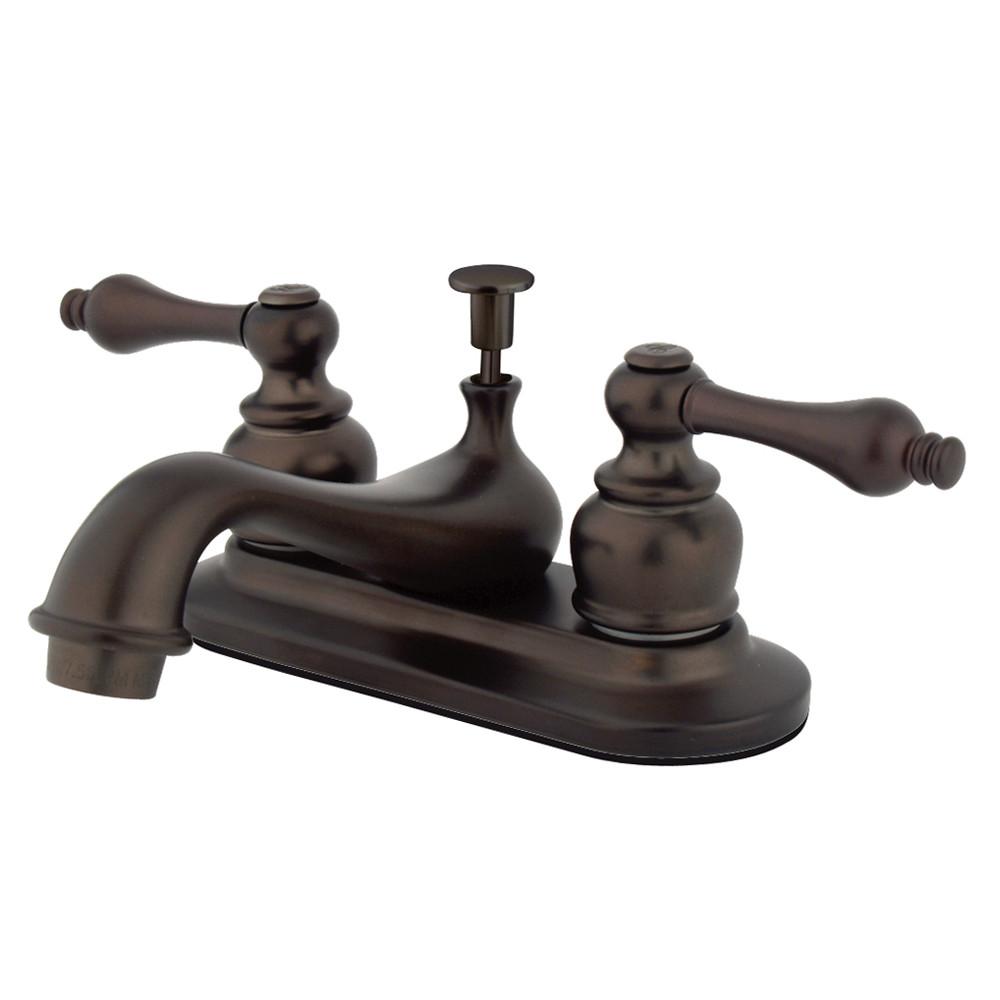 Kingston Oil Rubbed Bronze 2 Handle 4" Centerset Lavatory Faucet w drain KB605AL