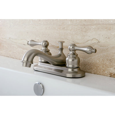 Kingston Satin Nickel 2 Handle 4" Centerset Bathroom Faucet with Pop-up KB608AL