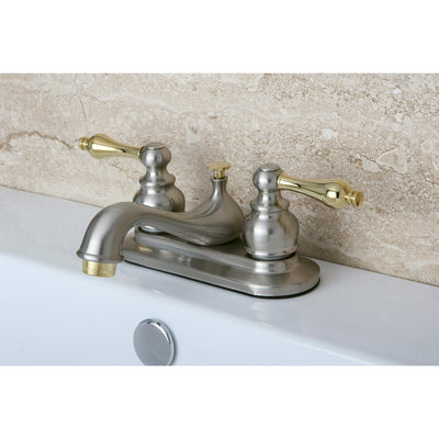 Kingston Satin Nickel / Polished Brass Centerset Bathroom Faucet KB609AL