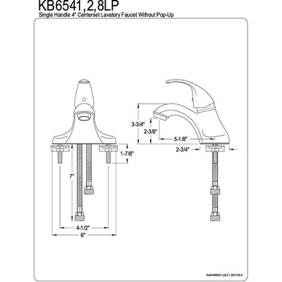 Kingston Brass Chrome Single Handle 4" Centerset Bathroom Faucet KB6541LP