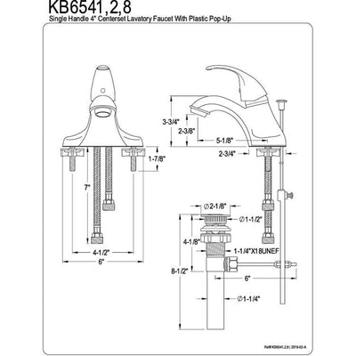 Kingston Chrome Single Handle 4" Centerset Bathroom Faucet with Pop-up KB6541