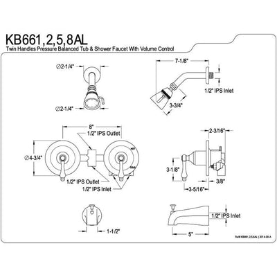 Kingston Brass Chrome Two Handle Tub and Shower Combination Faucet KB661AL