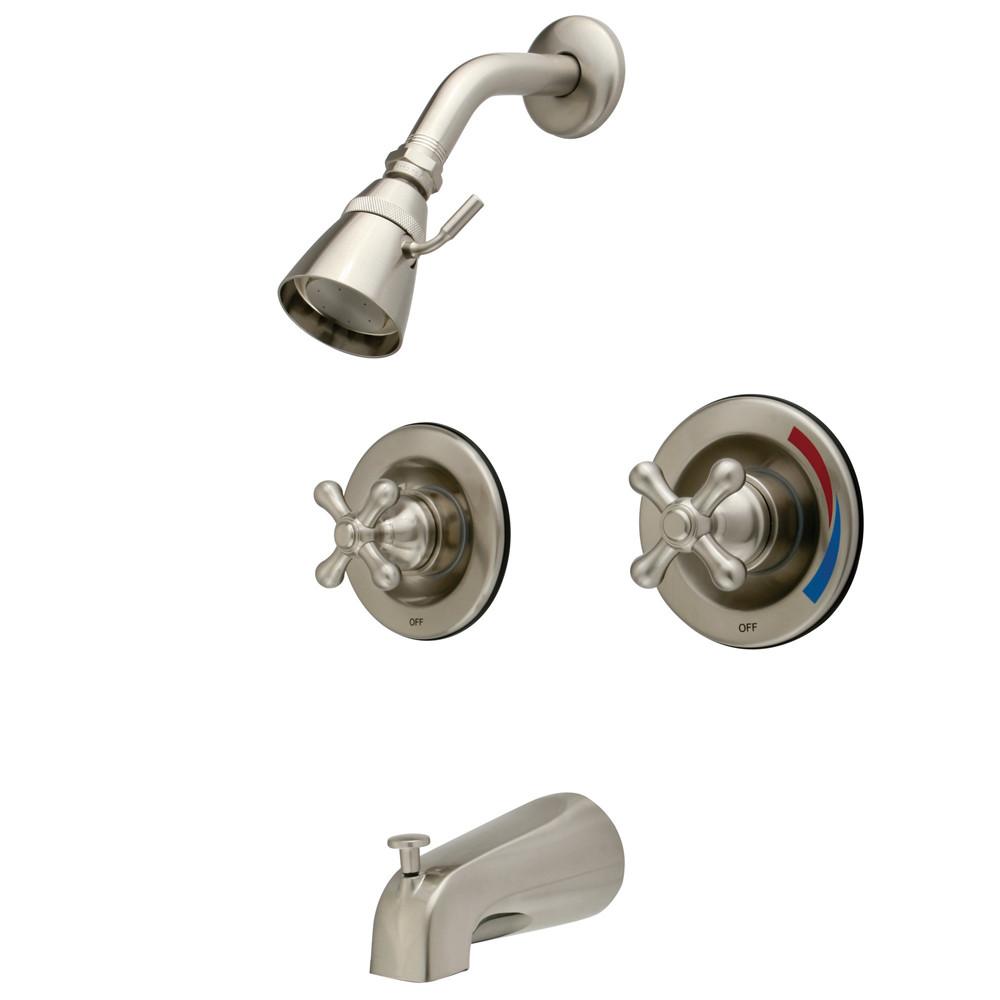 Kingston Brass Satin Nickel 2 Handle Tub and Shower Combination Faucet KB668AX