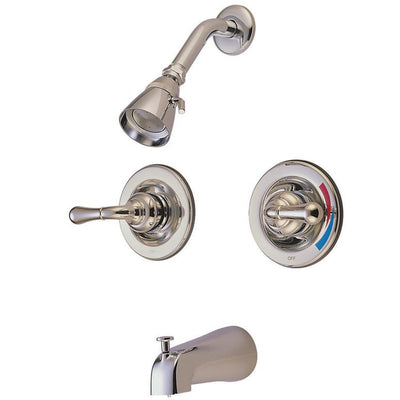 Kingston Magellan Satin Nickel Two Handle Tub and Shower Combo Faucet KB678