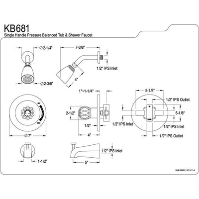 Kingston Chatham Chrome Single Handle Tub and Shower Combination Faucet KB681