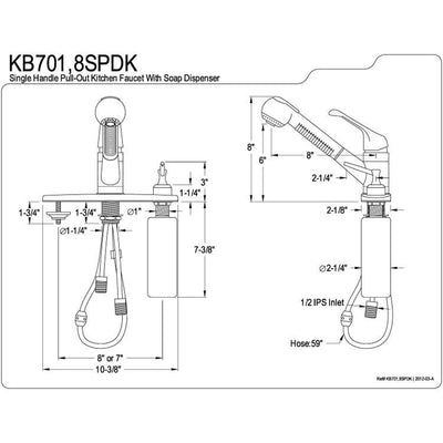 Kingston Satin Nickel Single Handle Kitchen Faucet w Soap Dispenser KB708SPDK