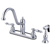 Kingston Brass Chrome Templeton 8" Kitchen Faucet With Brass Sprayer KB7111TLBS