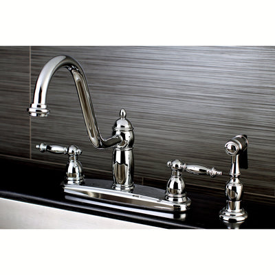 Kingston Brass Chrome Templeton 8" Kitchen Faucet With Brass Sprayer KB7111TLBS