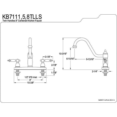 Kingston Brass Chrome Templeton 8" Kitchen Faucet Without Sprayer KB7111TLLS