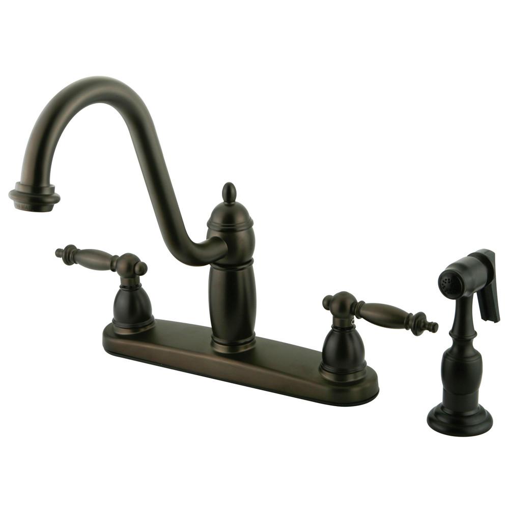 Kingston Oil Rubbed Bronze Templeton 8" Kitchen Faucet With Sprayer KB7115TLBS