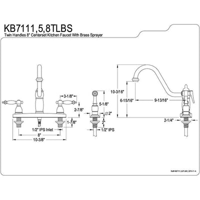 Kingston Oil Rubbed Bronze Templeton 8" Kitchen Faucet With Sprayer KB7115TLBS