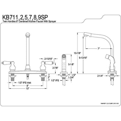 Kingston Brass Chrome High Arch Kitchen Faucet With Sprayer KB711SP