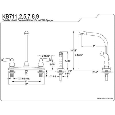 Kingston Brass Chrome High Arch Kitchen Faucet With Sprayer KB711