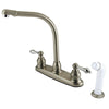 Kingston Satin Nickel / Chrome High Arch Kitchen Faucet With Sprayer KB717AL