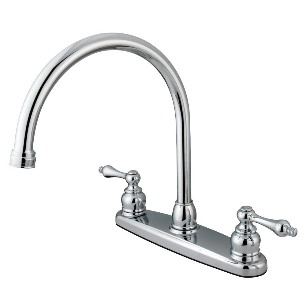 Kingston Brass Chrome Double Handle Goose Neck Kitchen Faucet KB721ALLS