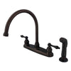 Kingston Oil Rubbed Bronze 2 Handle Goose Neck Kitchen Faucet w Spray KB725ALSP