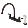 Kingston Oil Rubbed Bronze two Handle Goose Neck Kitchen Faucet w Spray KB725AL