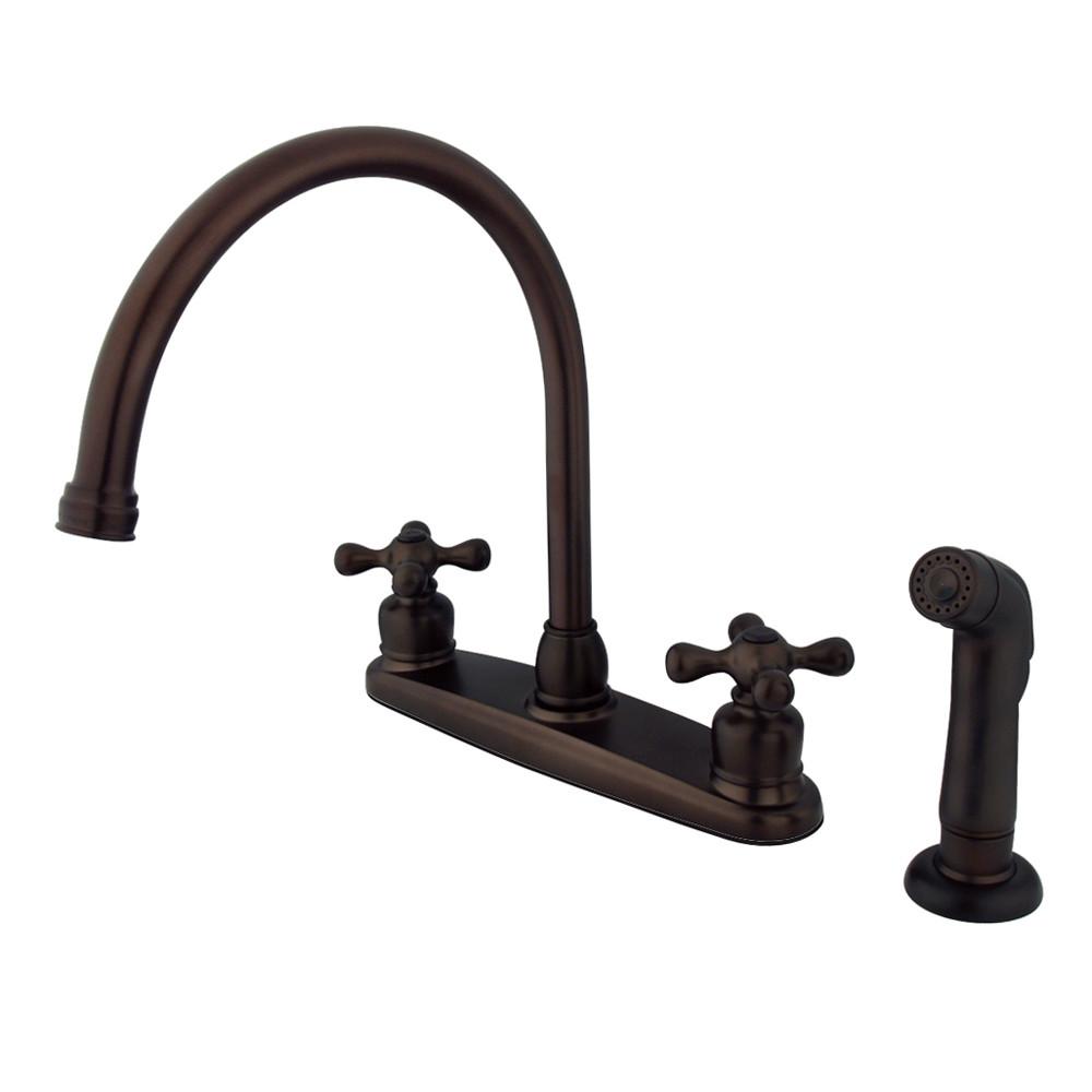 Kingston Oil Rubbed Bronze 2 Handle Goose Neck Kitchen Faucet w Spray KB725AXSP