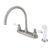 Kingston Chrome Double Handle Goose Neck Kitchen Faucet with White Sprayer KB727