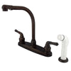 Kingston Oil Rubbed Bronze 8" Centerset High Arch Kitchen Faucet w Sprayer KB755