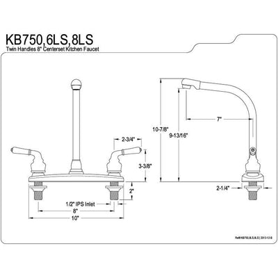 Kingston Brass Antique Copper Magellan high arch 8" kitchen faucet KB756LS