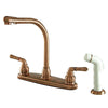 Antique Copper Magellan high arch 8" kitchen faucet w/ white sprayer KB756