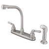 Kingston Brass Satin Nickel 8" High Arch Kitchen Faucet With Sprayer KB758SP