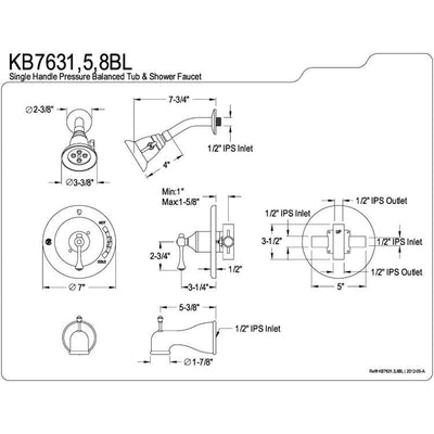 Kingston Shower Fixtures Chrome English Vintage Tub & Shower Faucet KB7631BL