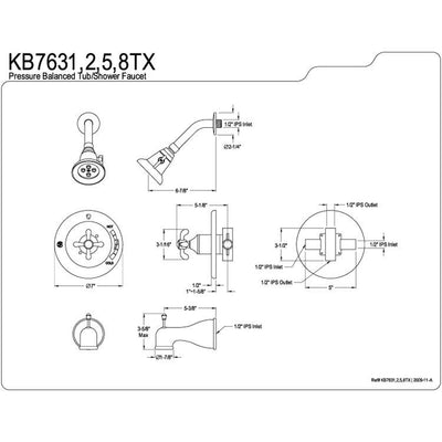 Kingston Brass Chrome French Country Tub & Shower Combination Faucet KB7631TX