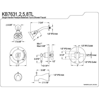 Kingston Oil Rubbed Bronze Templeton Tub & Shower Combination Faucet KB7635TL