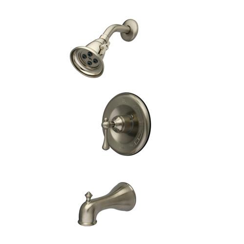 English Vintage Satin Nickel 1 Handle Tub & Shower Combo Faucet KB7638BL