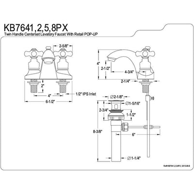 Kingston English Country Polished Brass 4" Centerset Bathroom Faucet KB7642PX