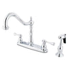 Kingston Chrome English Vintage 8" Kitchen Faucet With Brass Sprayer KB7751BLBS