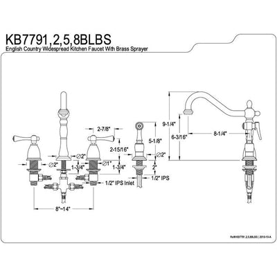 English Country Oil Rubbed Bronze Widespread Kitchen Faucet w Spray KB7795BLBS